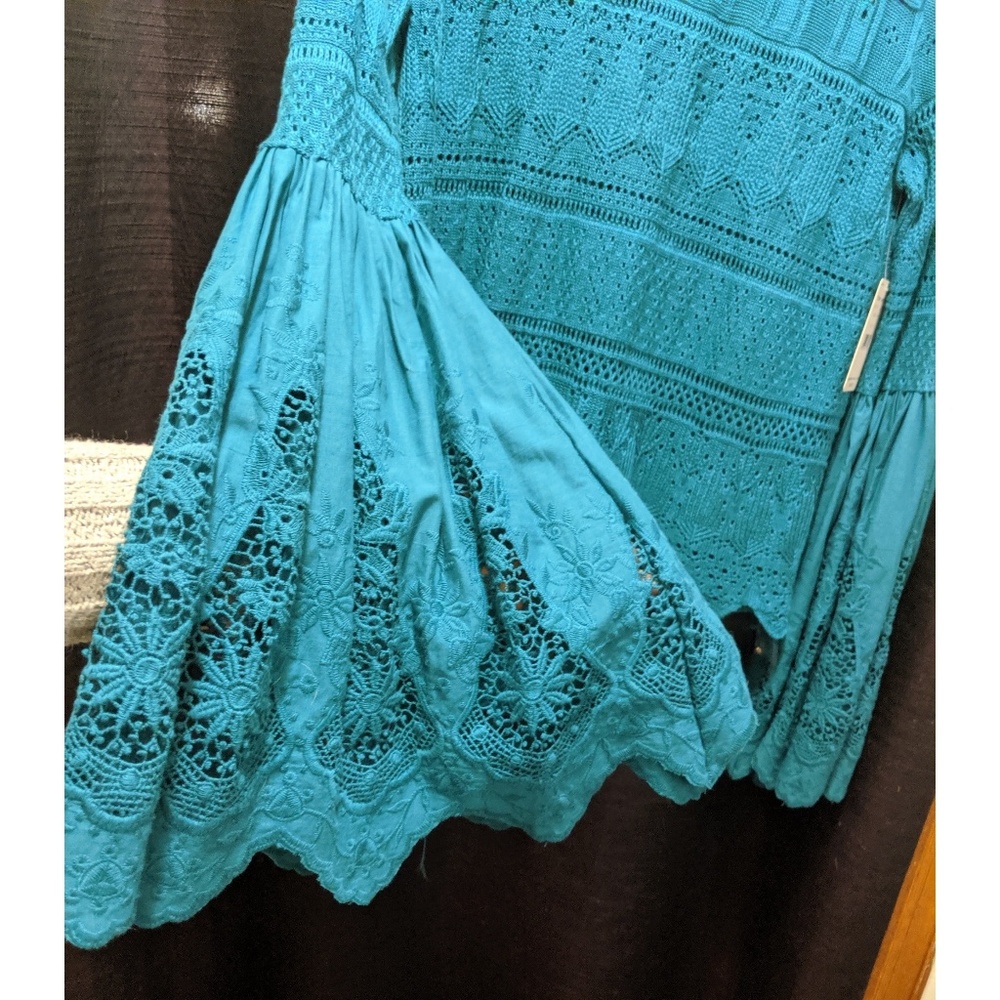 NWT Free People Turquoise Lace Top - Picture 2 of 6